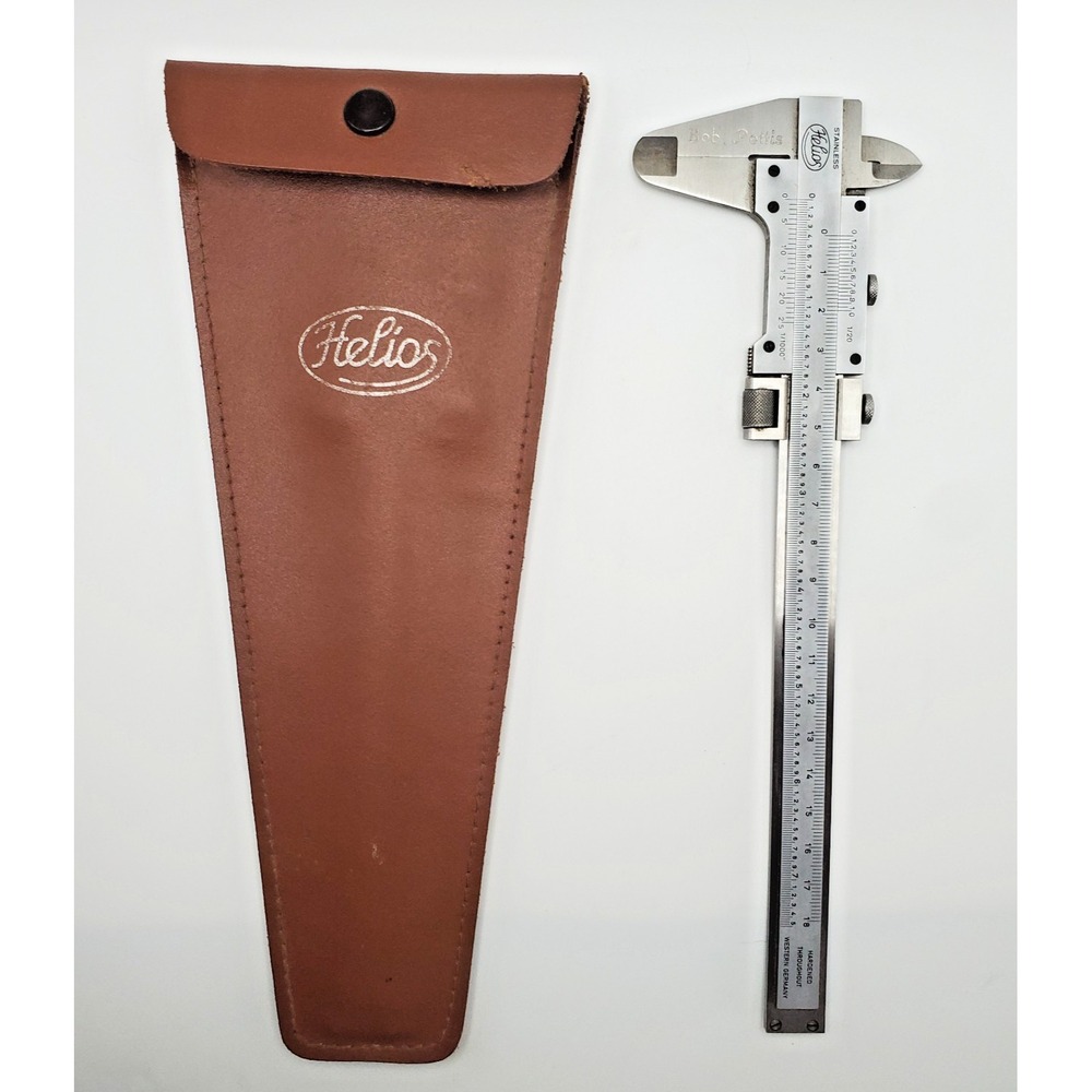 Vintage HELIOS Hardened Stainless Steel 7.5" Inch Vernier Caliper Tool w/ Case